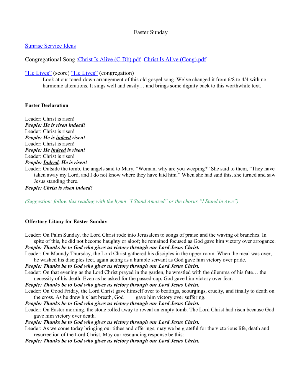 Congregational Song :Christ Is Alive (C-Db).Pdf Christ Is Alive (Cong).Pdf