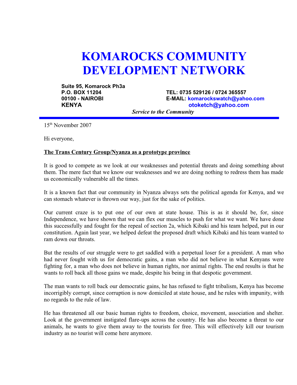 Komarocks Community Development Network