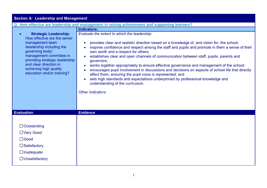 Together Towards Improvement - Primary Tables