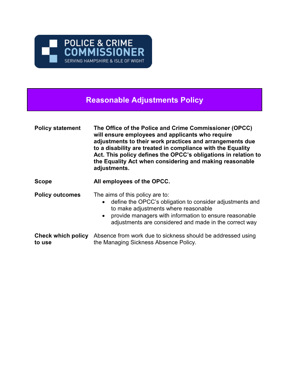 Define the OPCC S Obligation to Consider Adjustments and to Make Adjustments Where Reasonable
