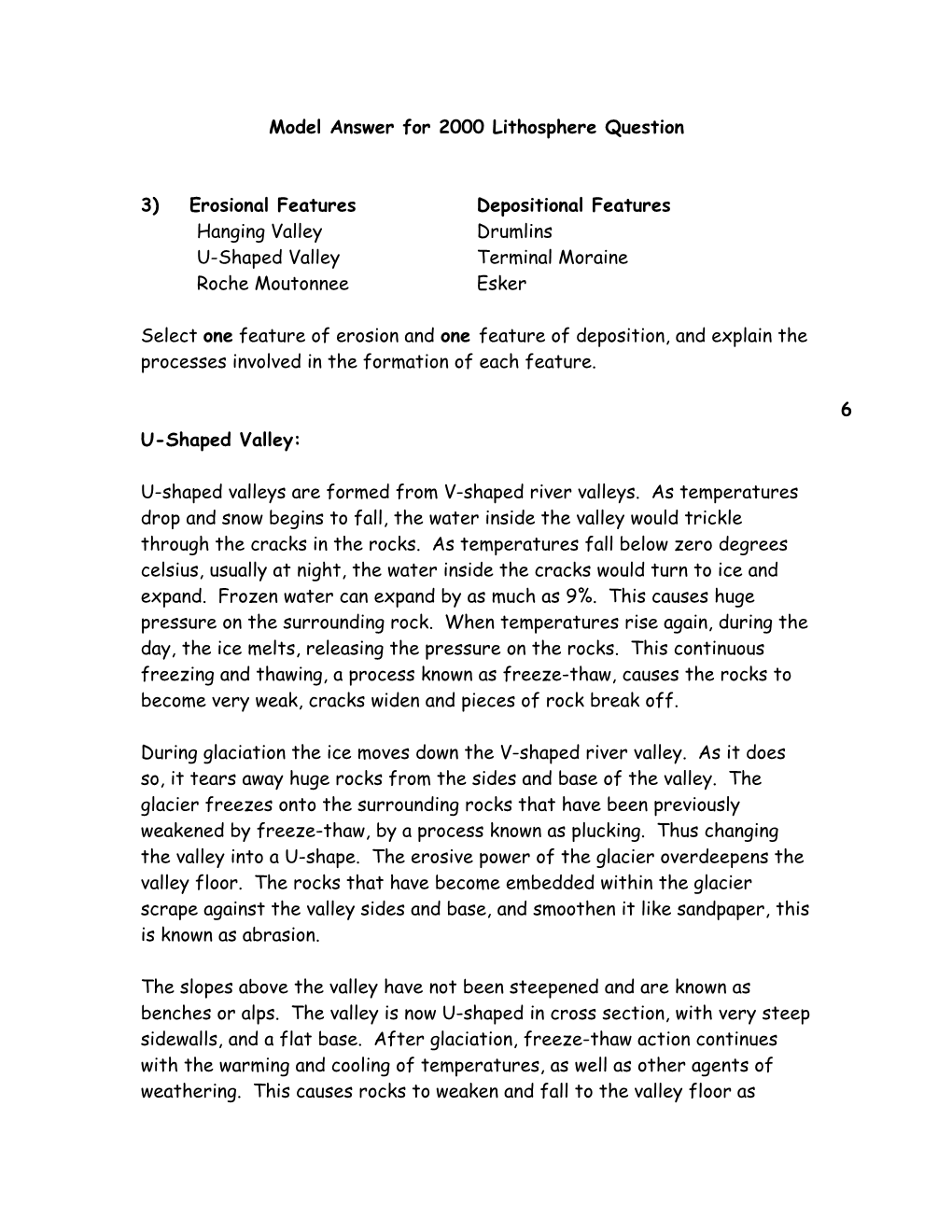 Model Answer for 2000 Lithosphere Question