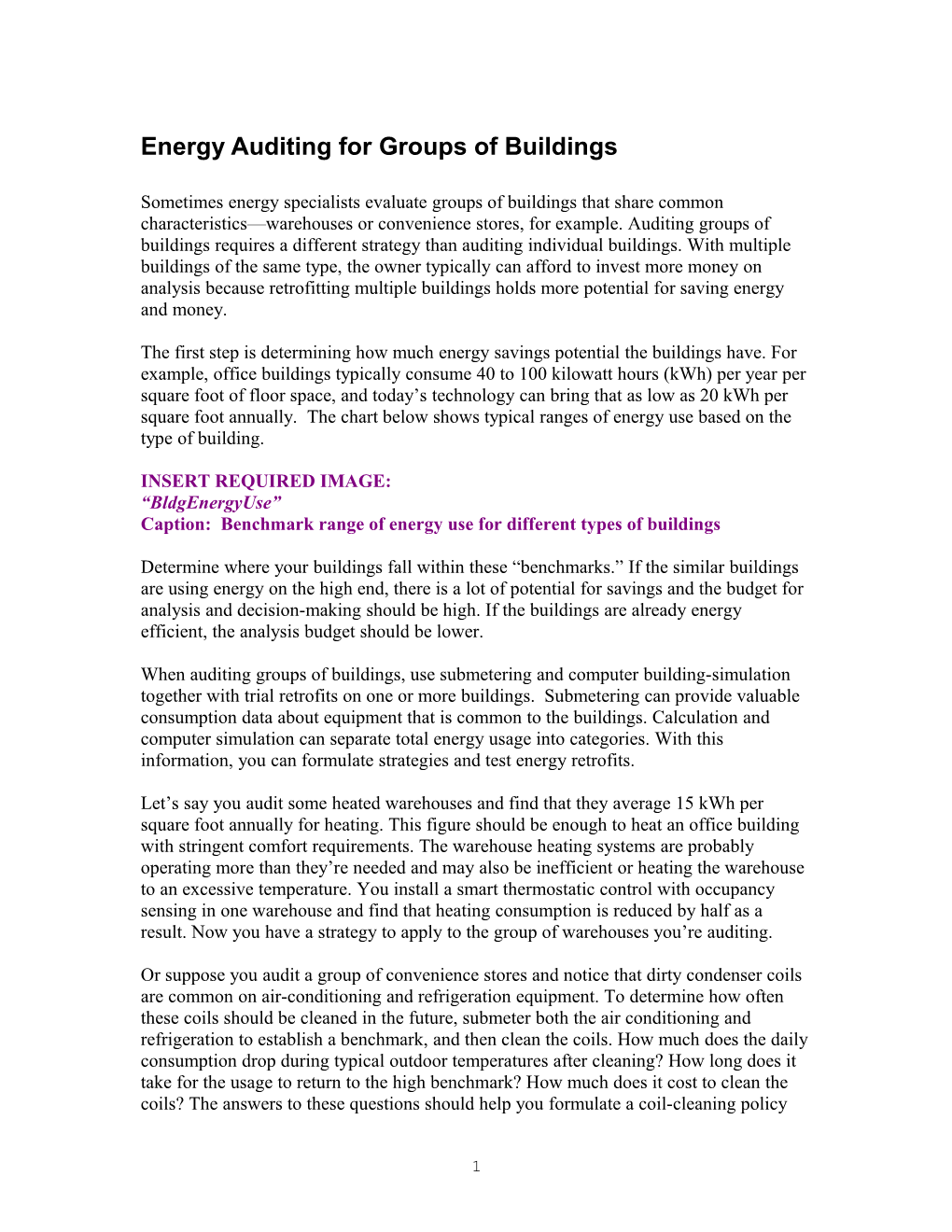 Energy Auditing for Groups of Buildings