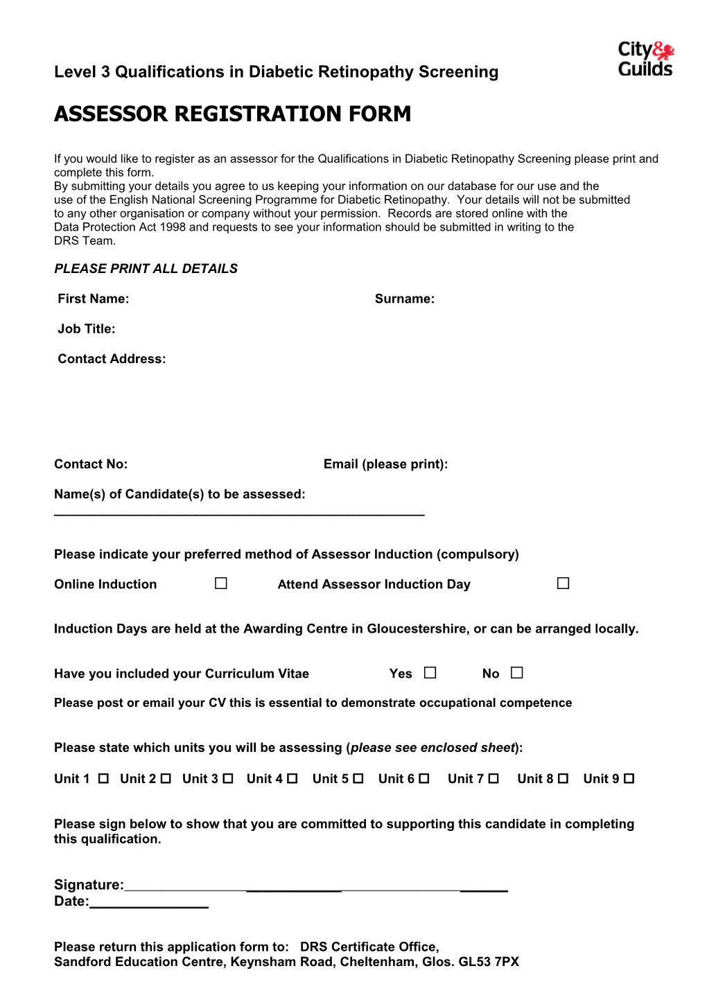 Assessor Registration Form