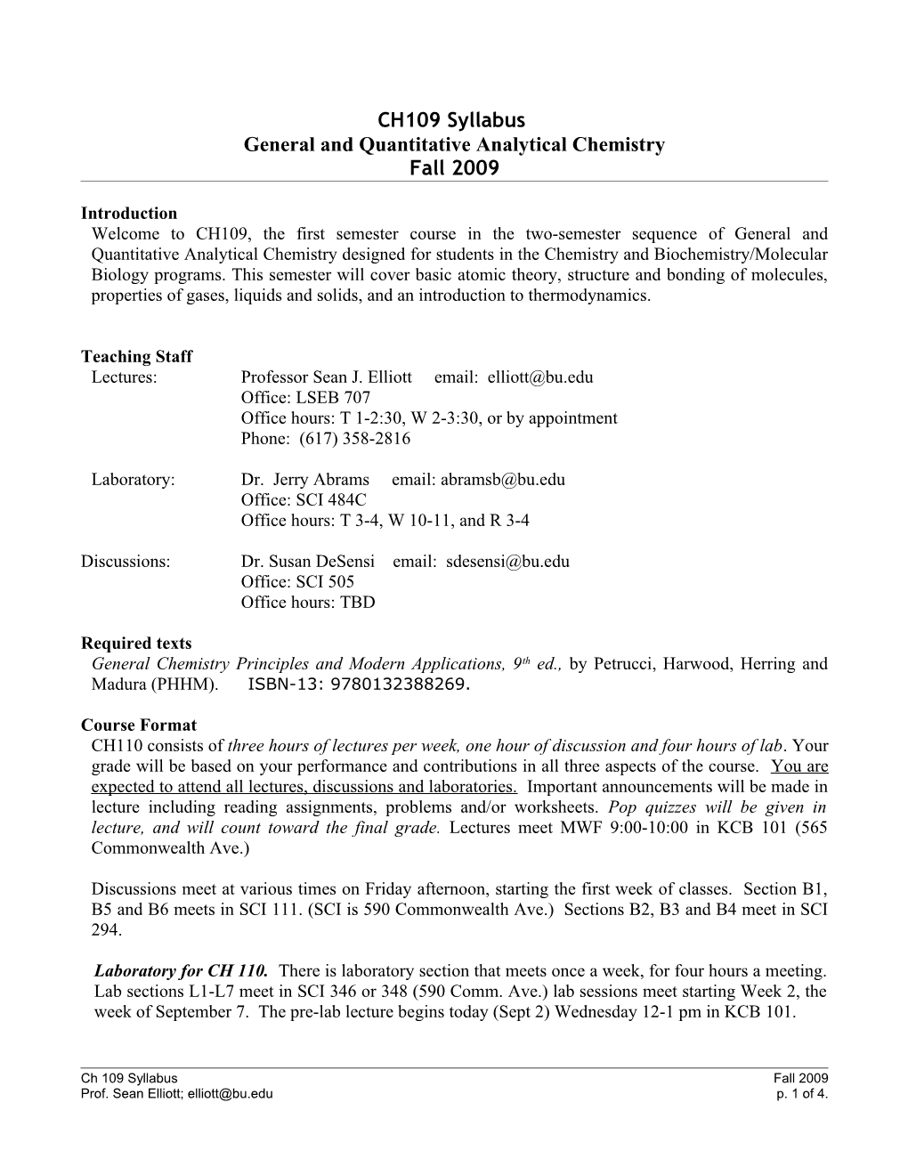 CH110 General and Quantitative Analytical Chemistry