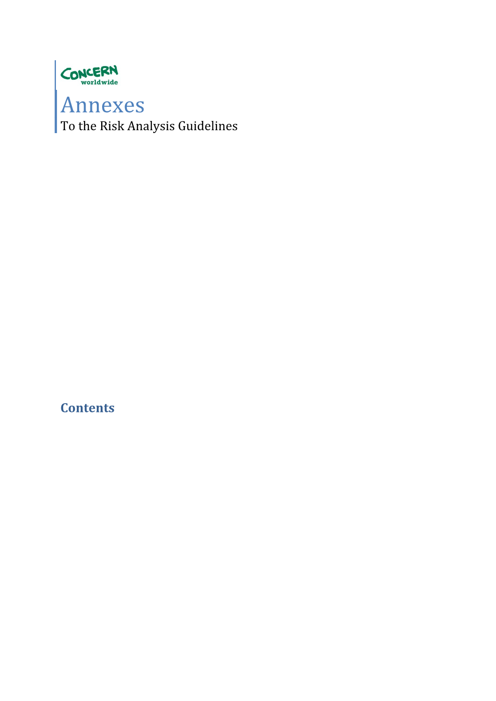 Risk Analysis Guidelines Annexes