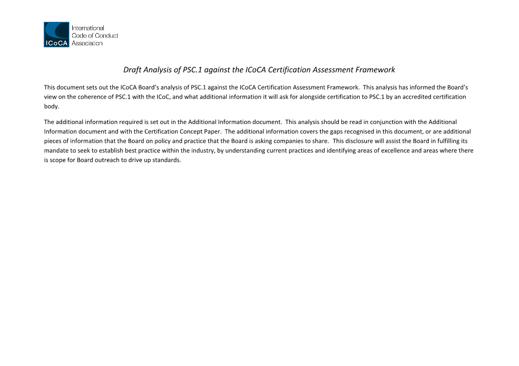 Icoc PSC-1 Gap Analysis