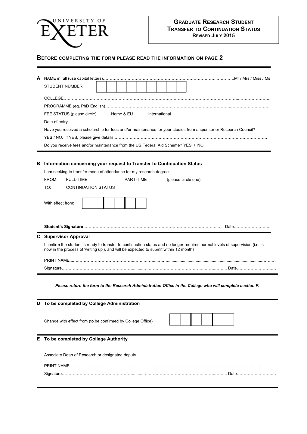 Undergraduate/Pgce Withdrawal Process