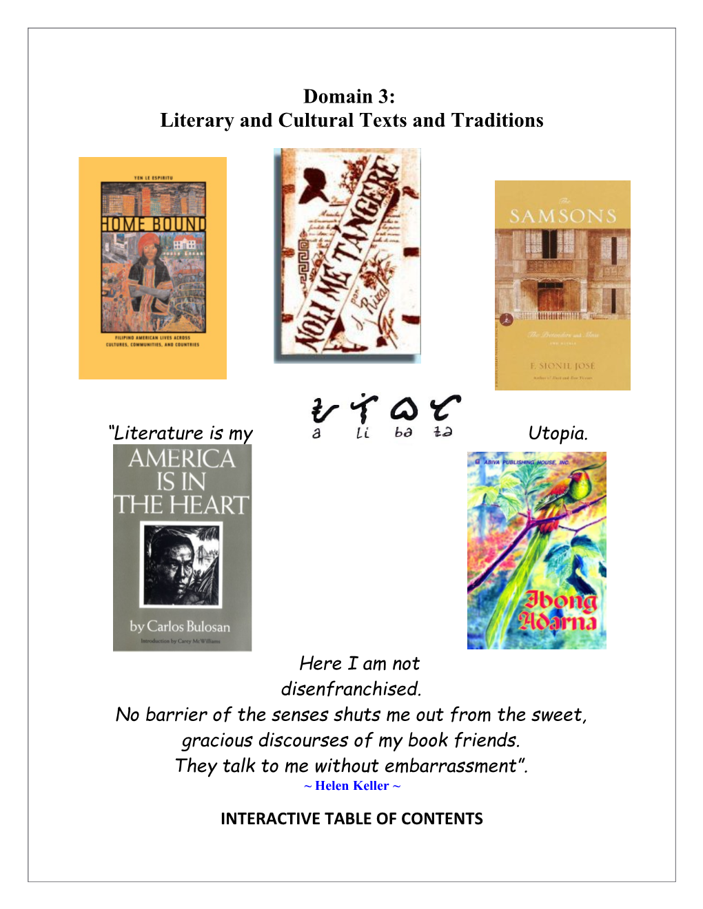 Literary and Cultural Texts and Traditions