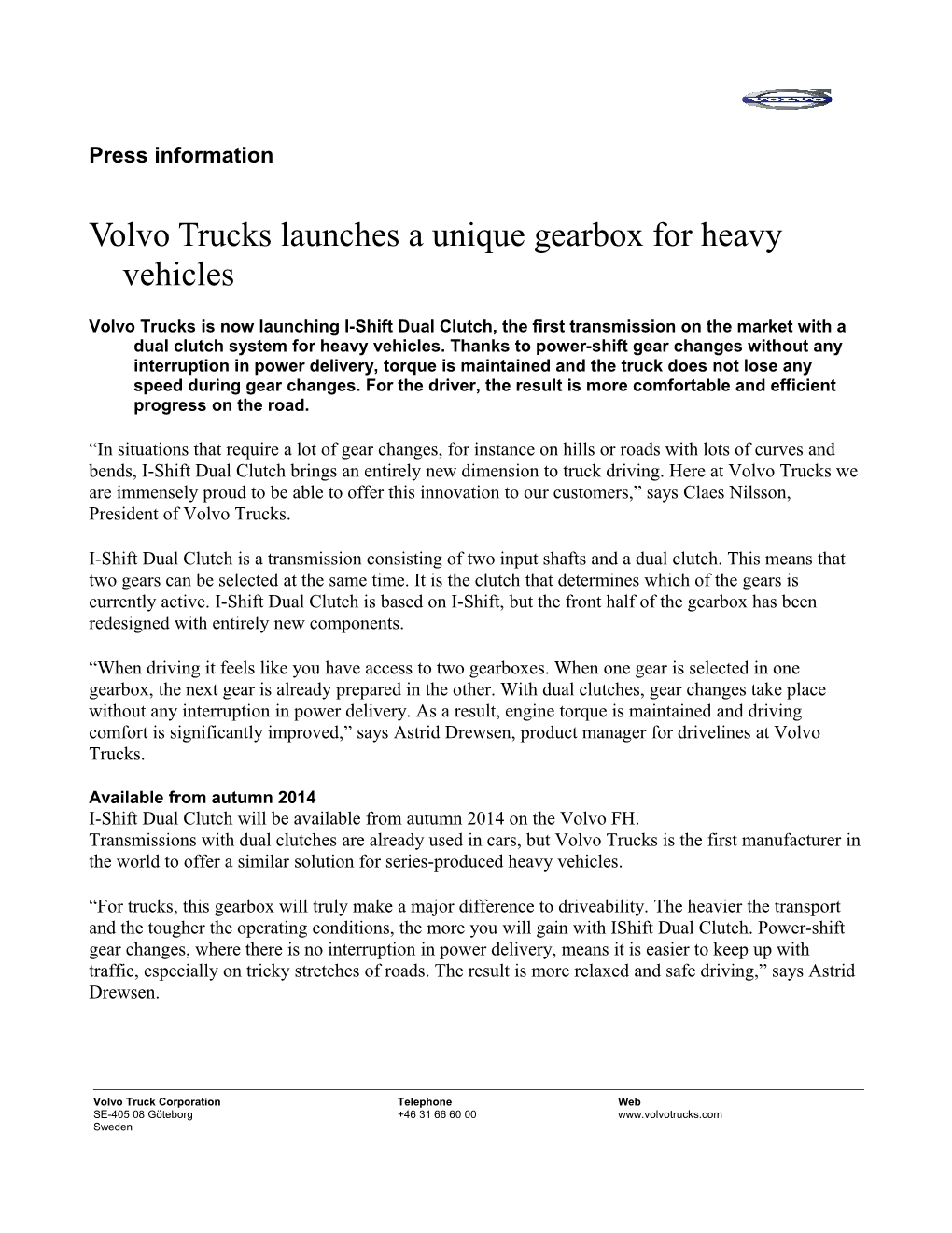 Volvo Trucks Launches a Unique Gearbox for Heavy Vehicles