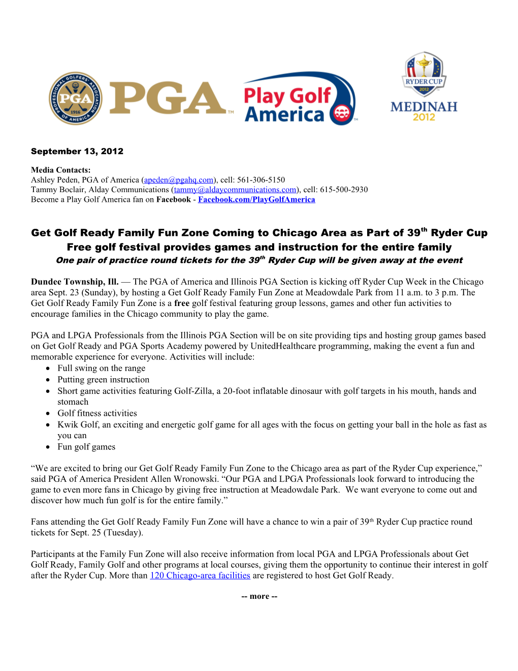 Get Golf Ready Family Fun Zone Coming to Chicago, 1 of 1