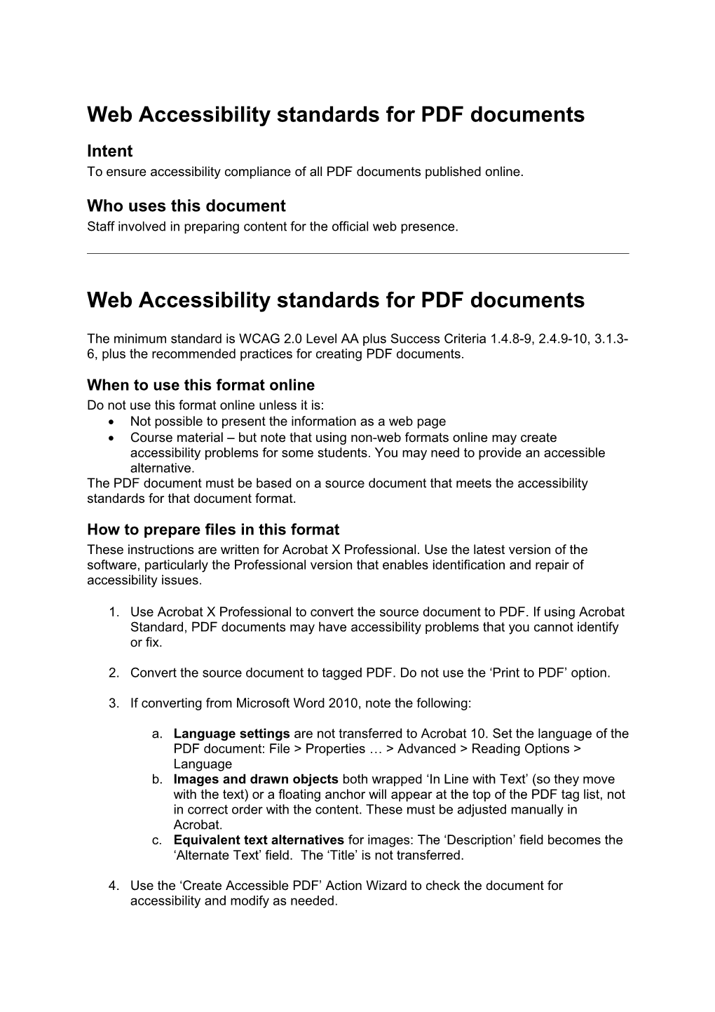 Web Accessibility Standards for PDF Documents