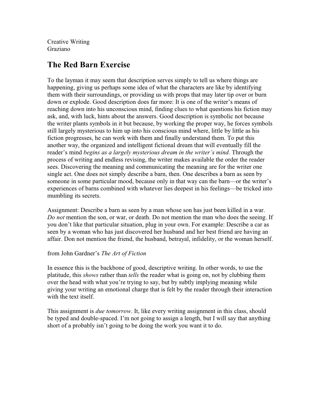 The Red Barn Exercise