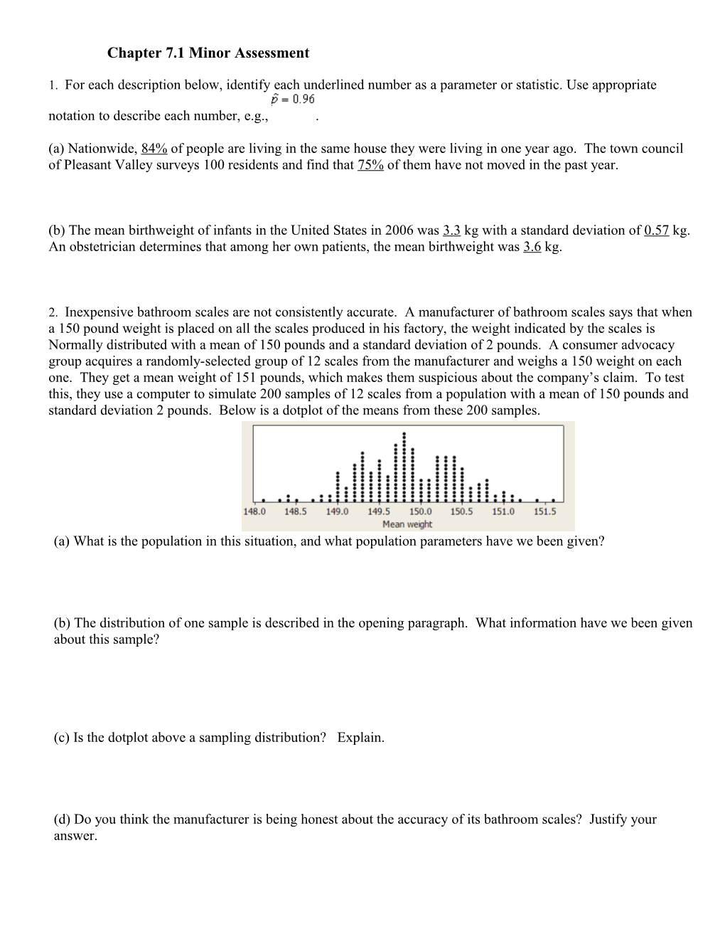 Chapter 7.1 Minor Assessment