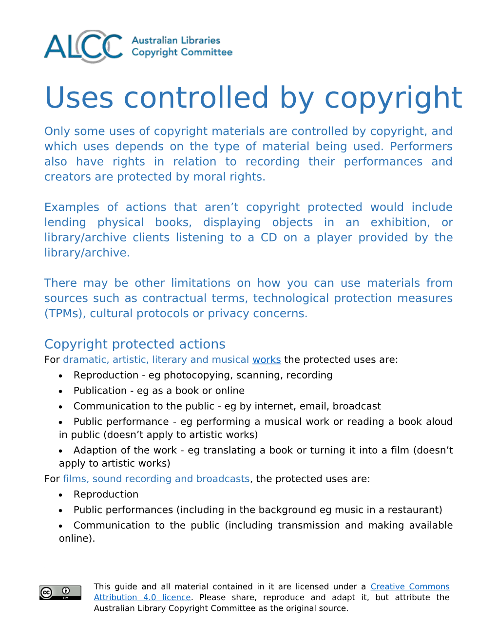 Uses Controlled by Copyright