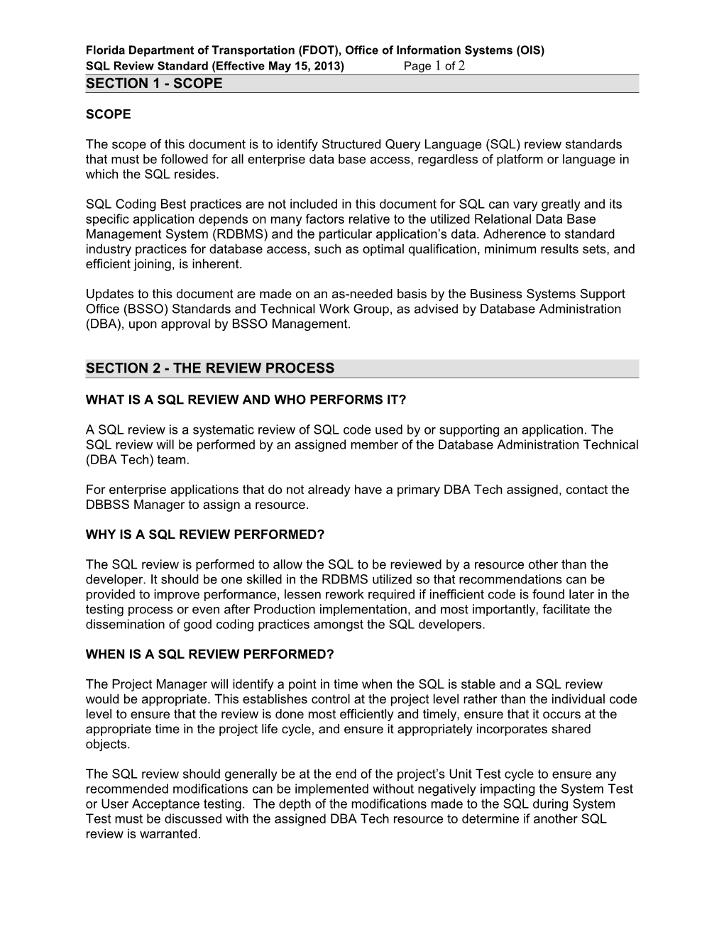 SQL Review Process