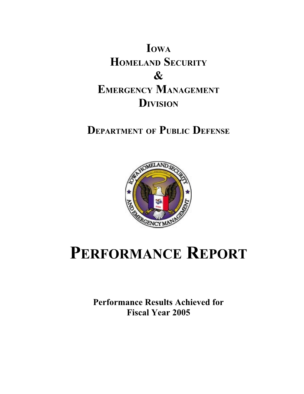 FY 2005 HLSEM Performance Report - Page 1