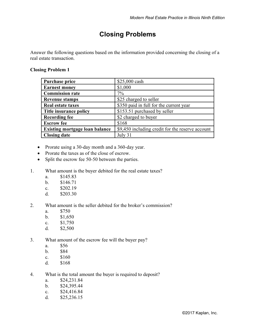 Real Estate Mathematics Practice Problems