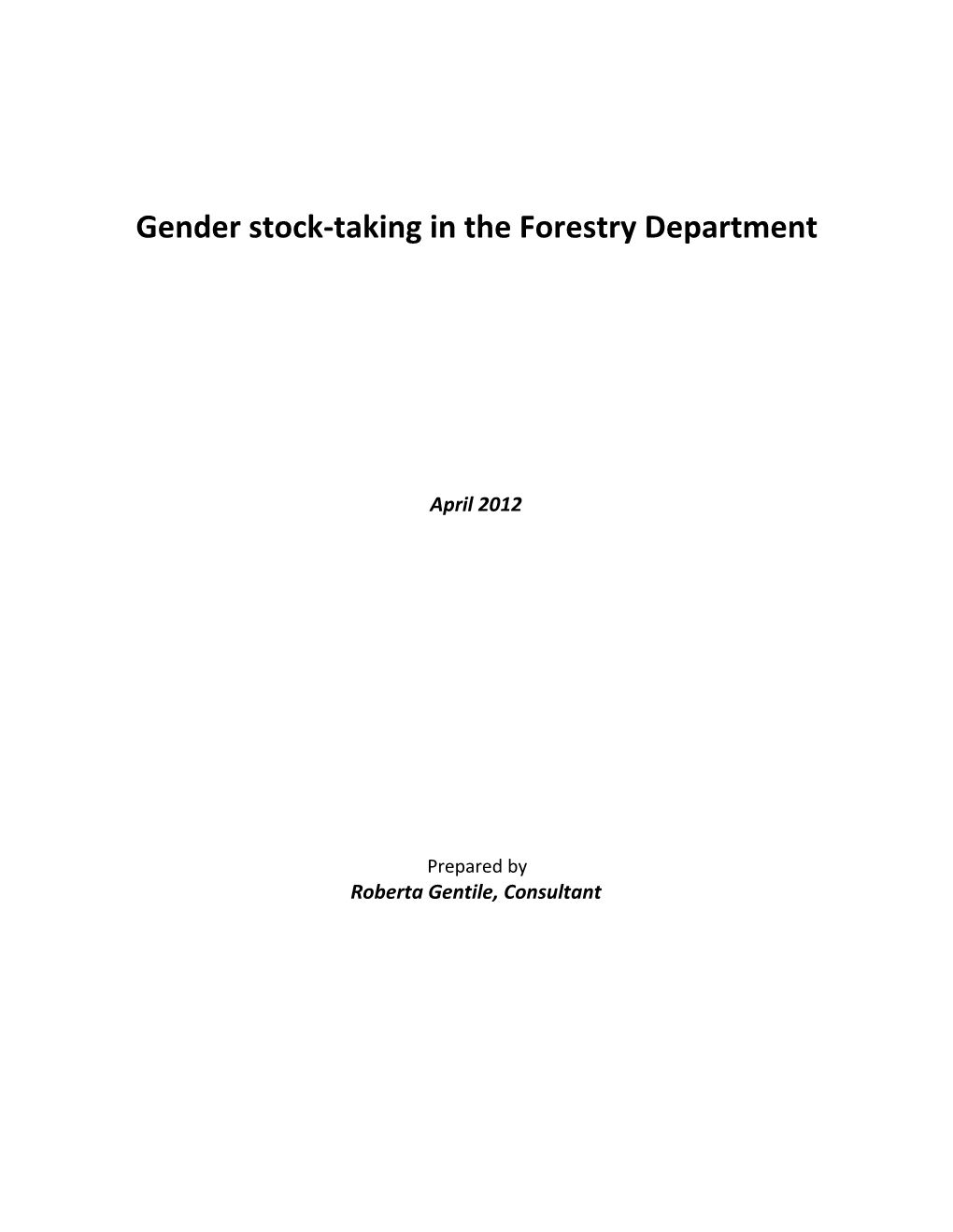 Gender Stock-Taking in the Forestry Department
