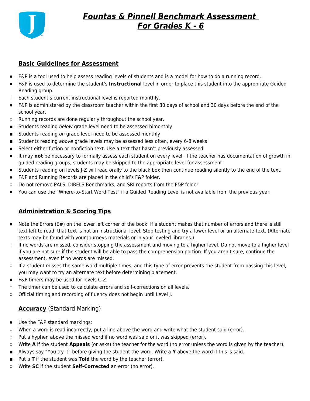 Basic Guidelines for Assessment