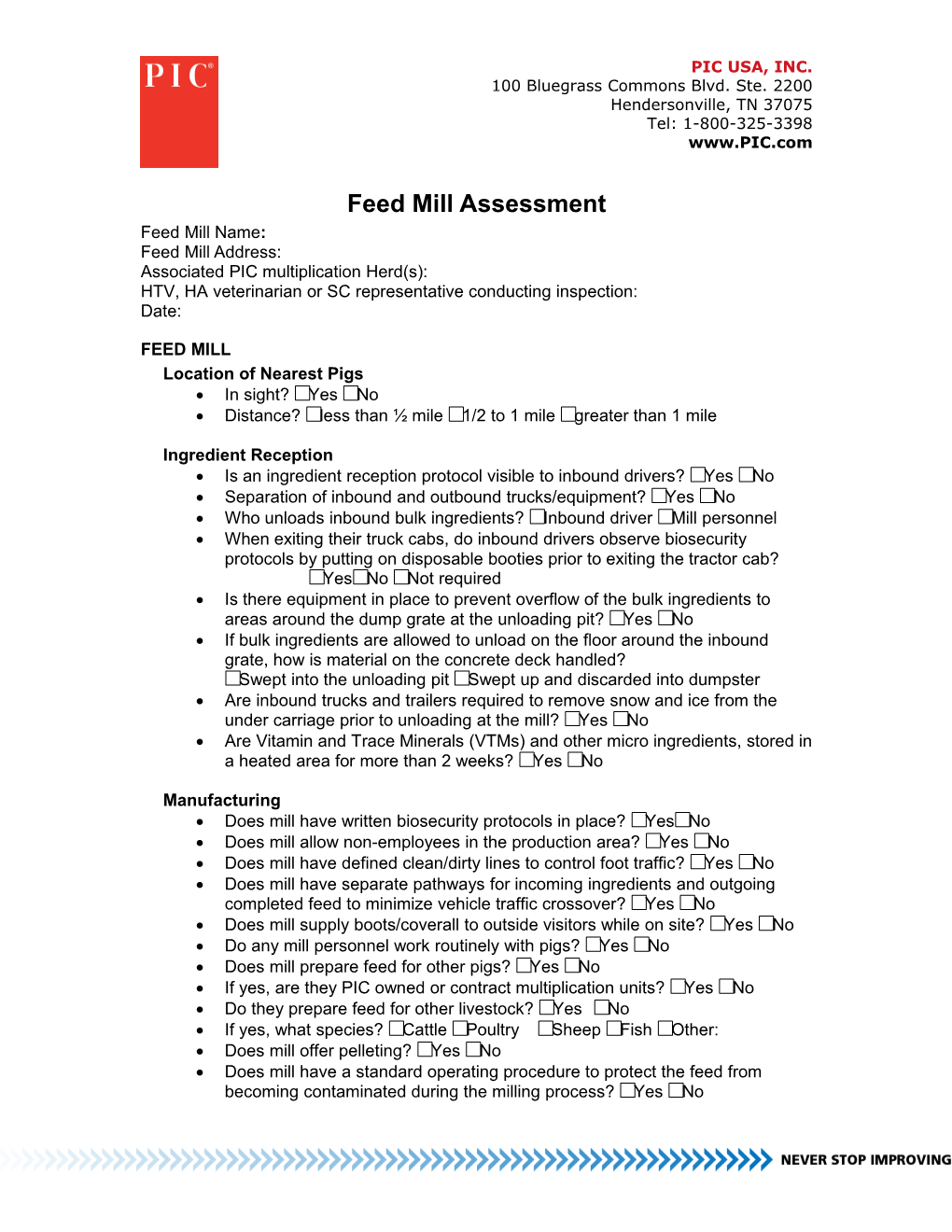 Feed Mill Assessment