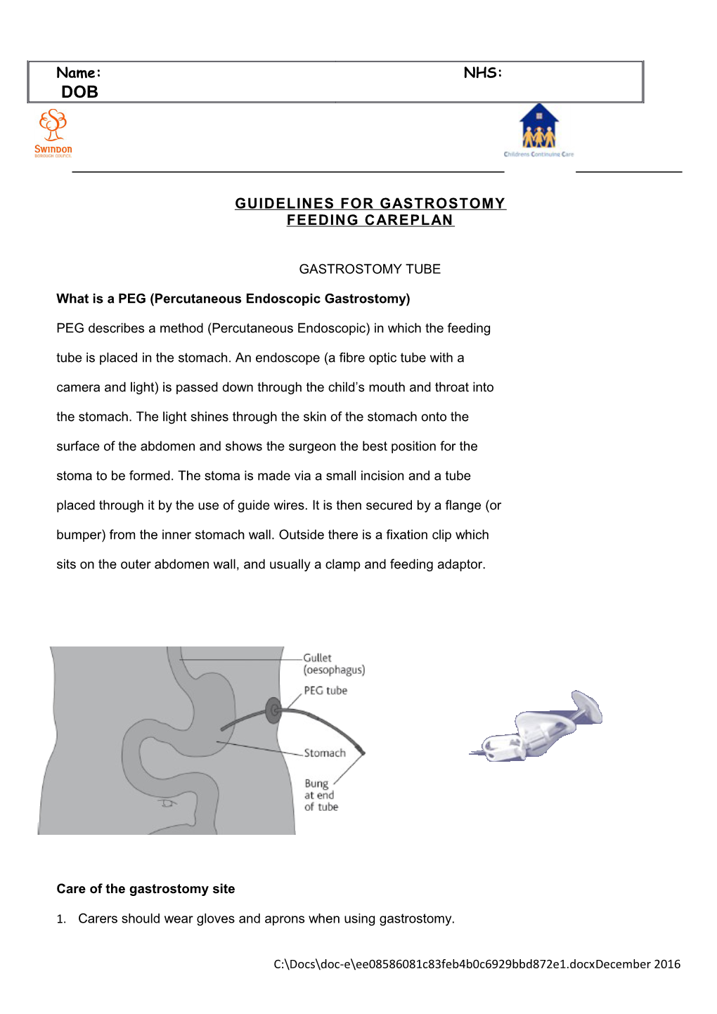 Guidelines for Gastrostomy