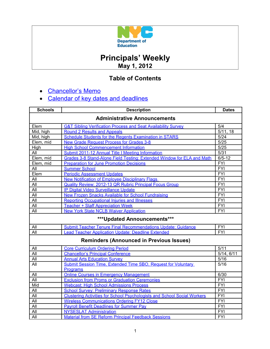 Principals Weekly
