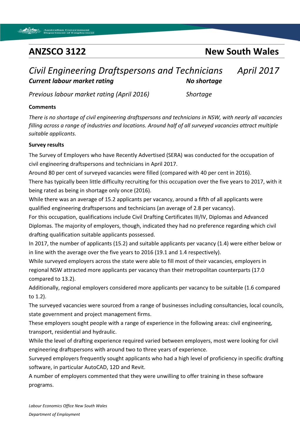Civil Engineering Draftspersons and Technicians New South Wales