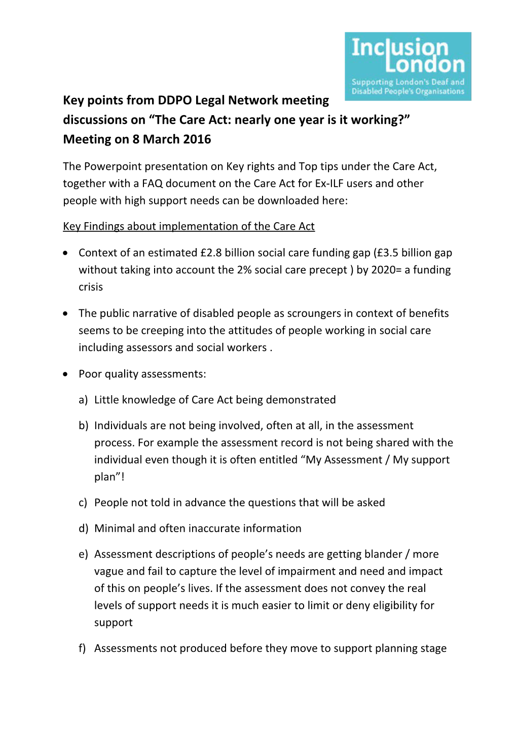 Key Findings About Implementation of the Care Act
