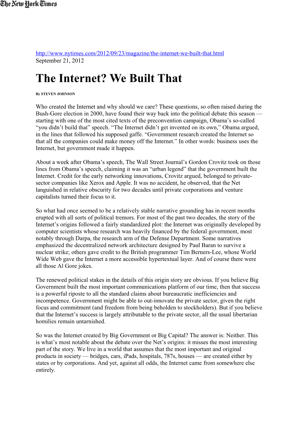 The Internet? We Built That