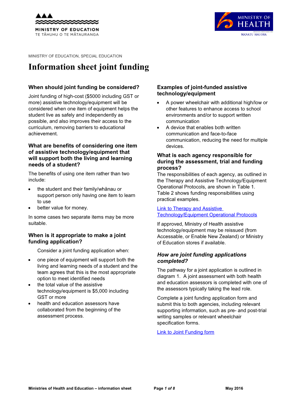 Information Sheet Joint Funding