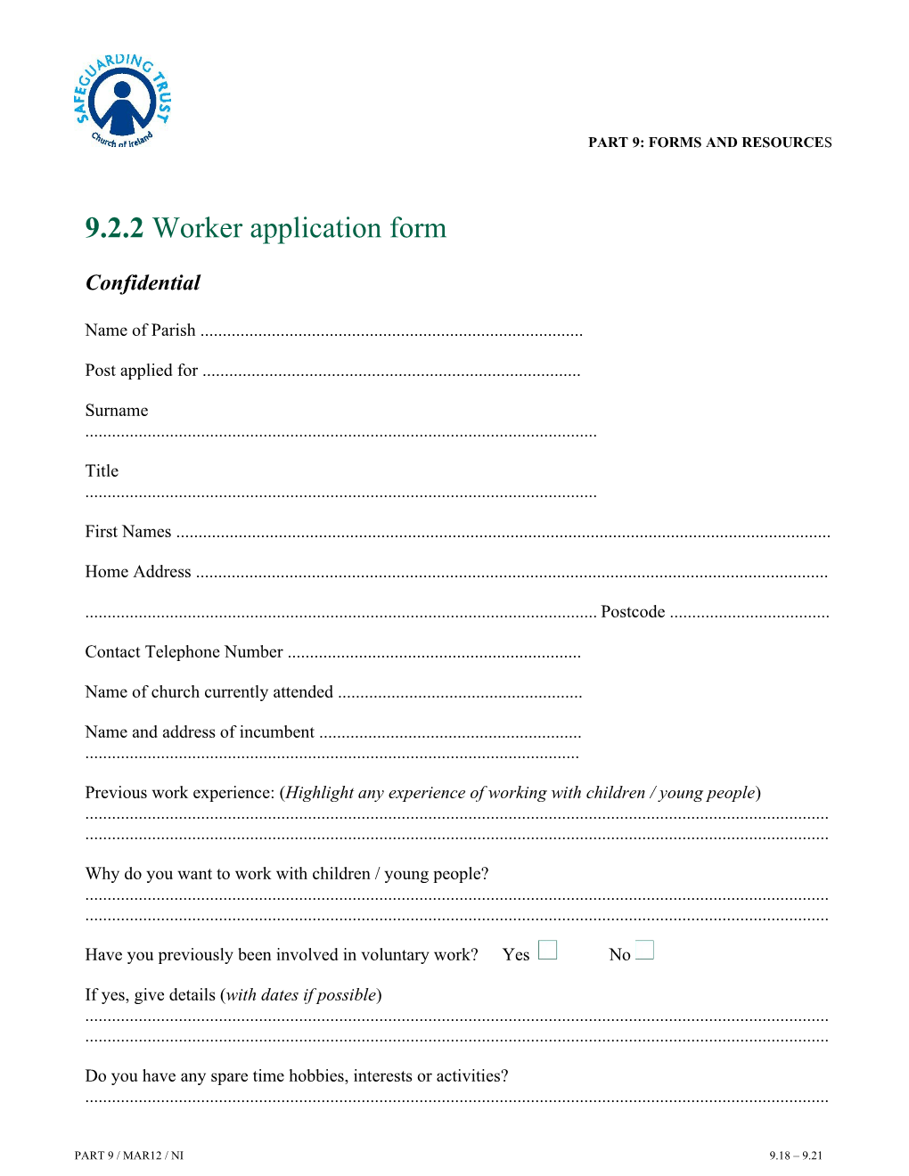 9.2.2 Worker Application Form