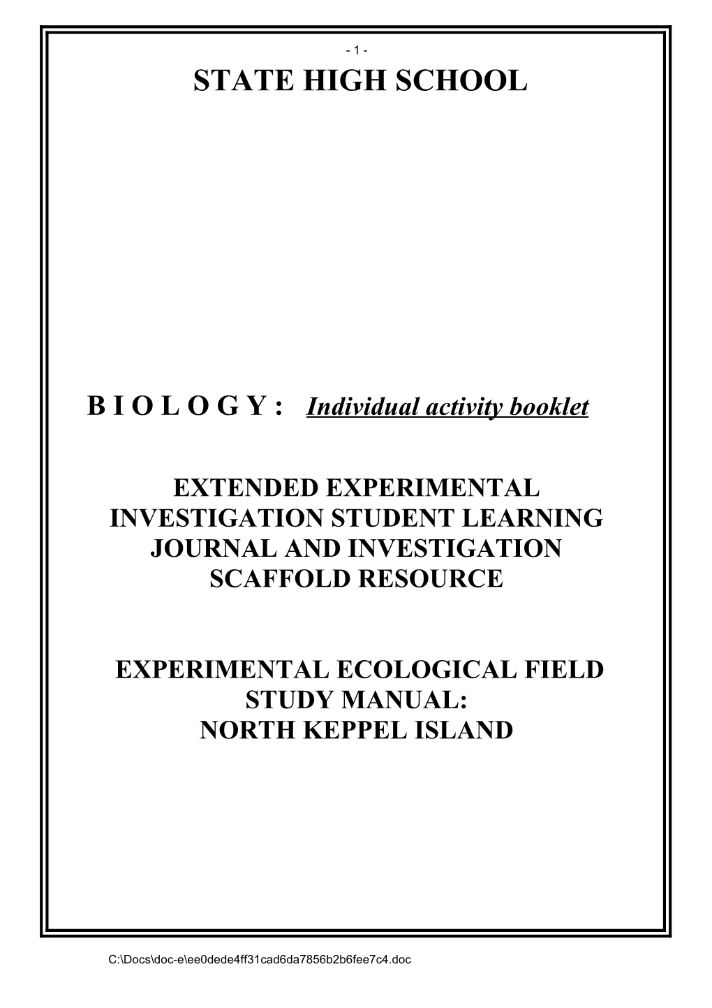 Individual Activity Booklet