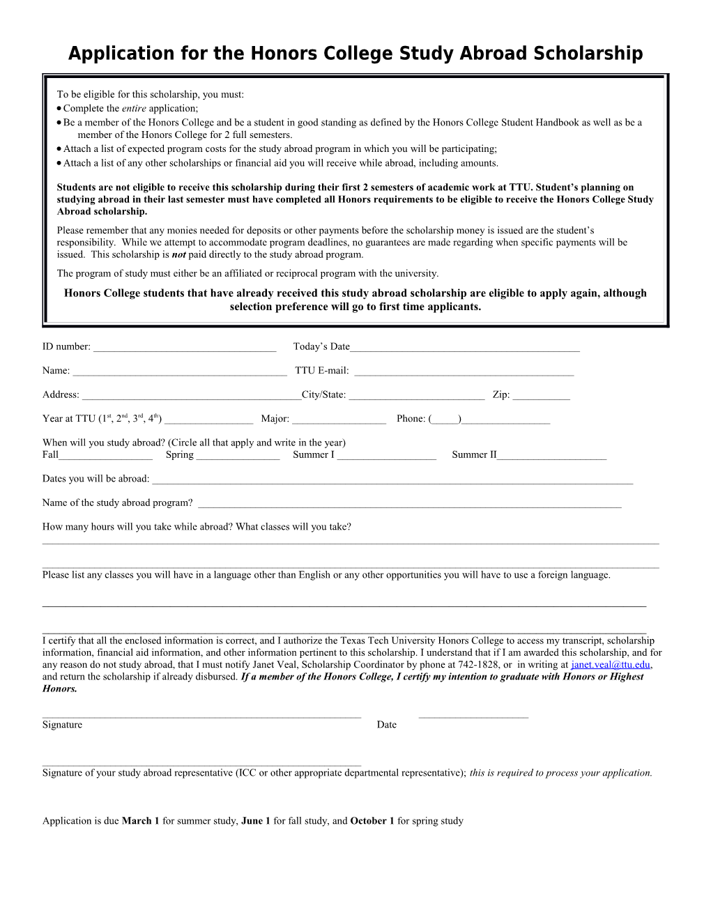 Application for Chancellor S Council Scholarship