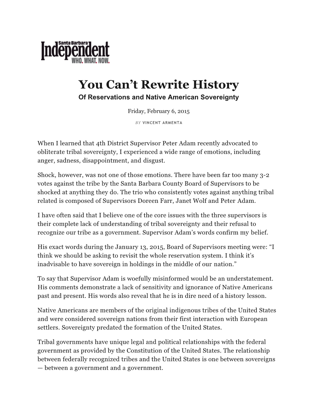 Of Reservations and Native Americansovereignty