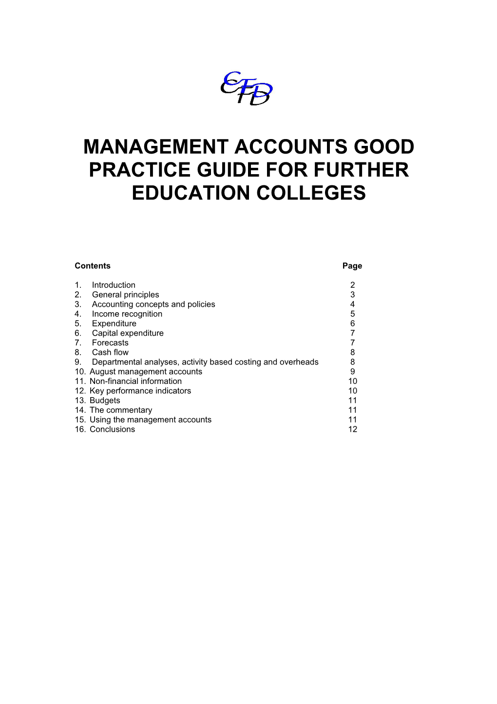 Guidelines for Fe Sector Management Accounts