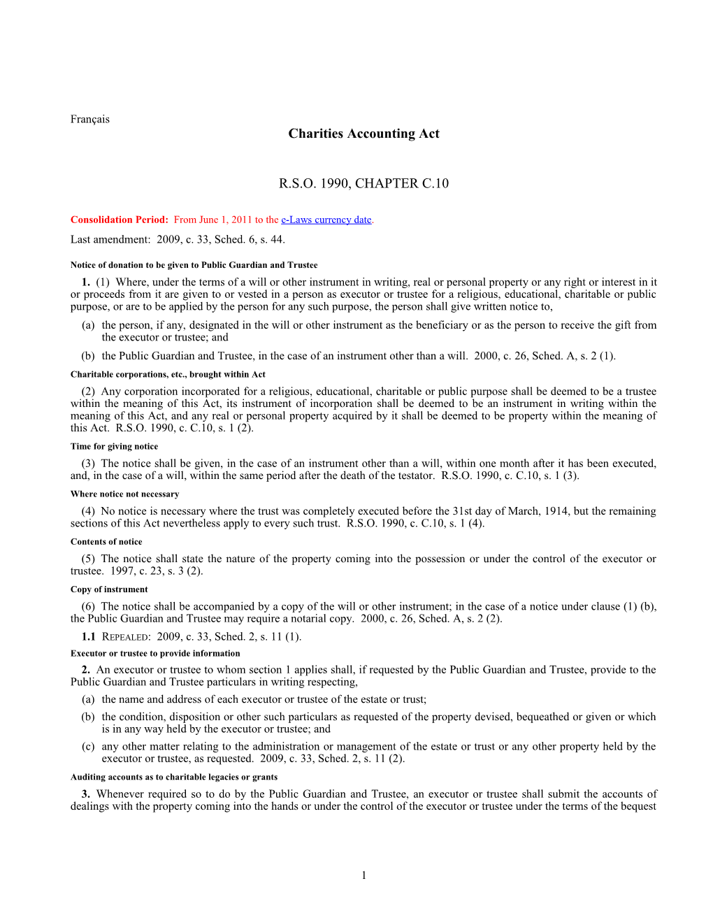 Charities Accounting Act, R.S.O. 1990, C. C.10