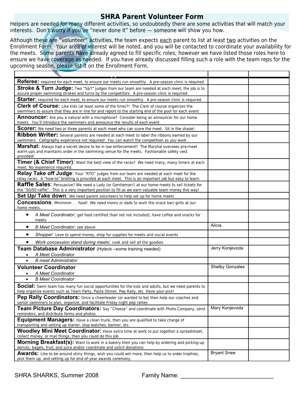 DH Parent Volunteer Form