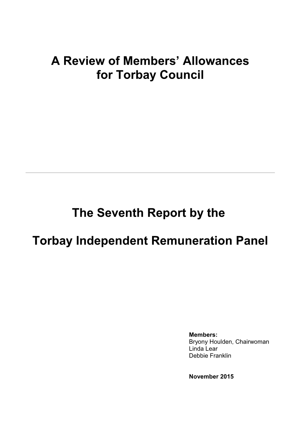 A Review of Members Allowances for Torbay Council