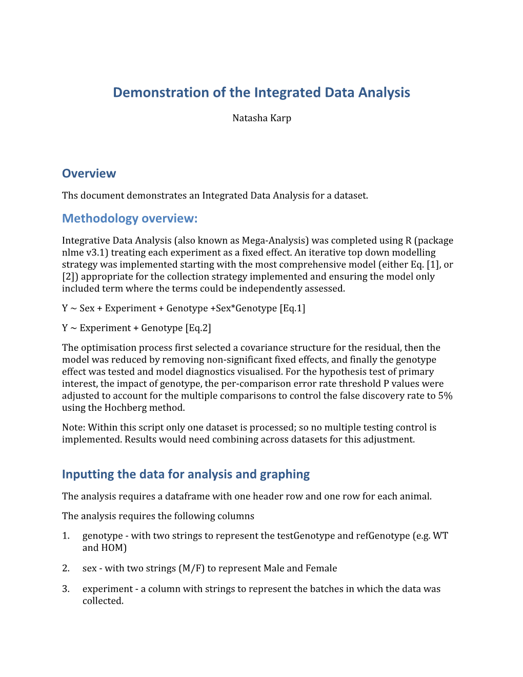 Demonstration of the Integrated Data Analysis