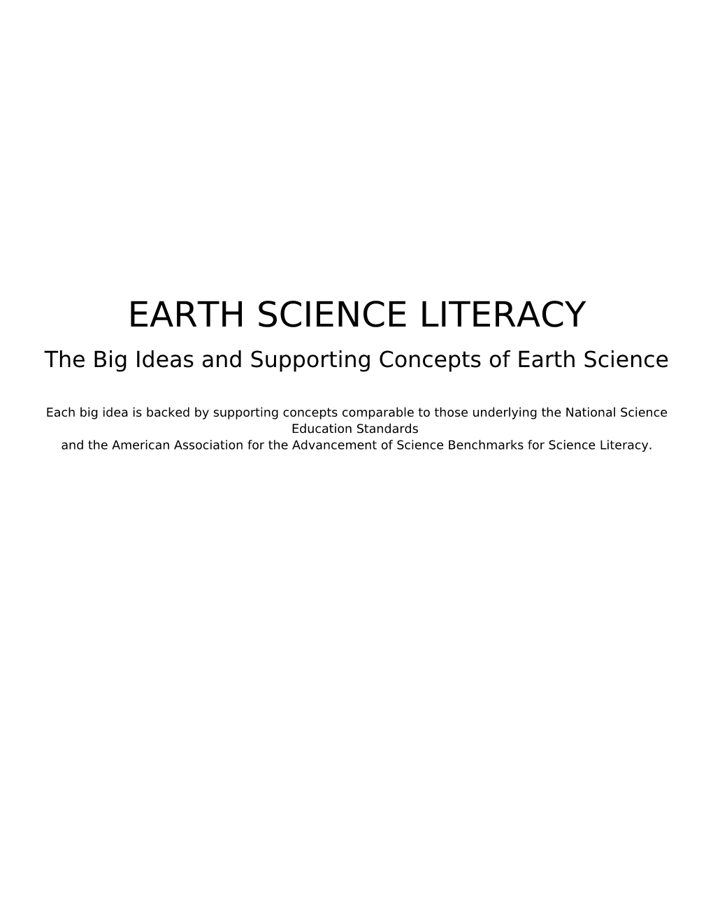 Earth Science Literacy
