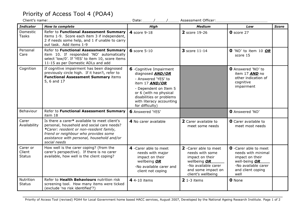 Priority of Access Tool