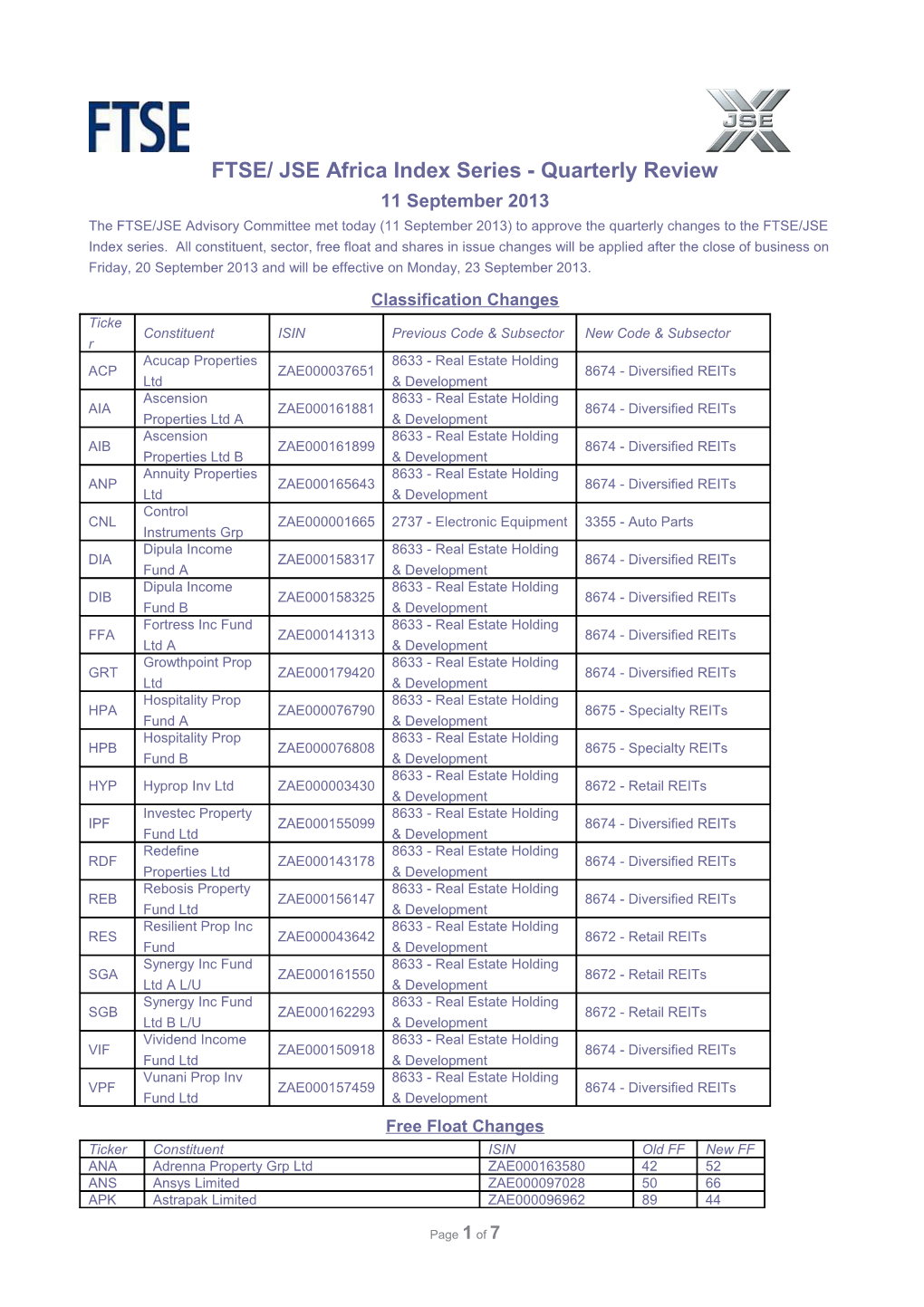 20130923 - September 2013 Quarterly Index Review ICA Doc