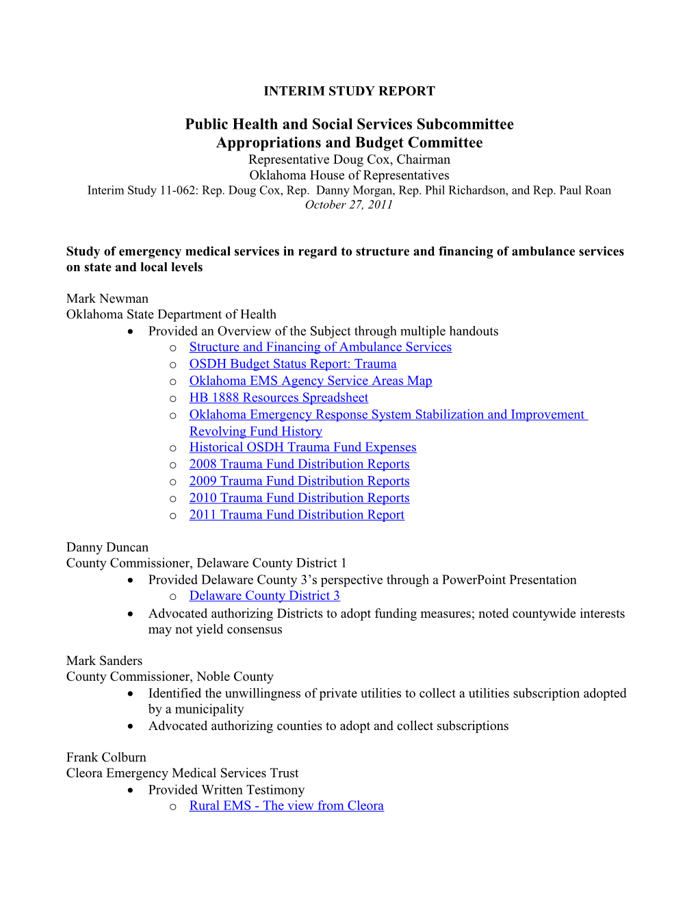 Public Health and Social Services Subcommittee