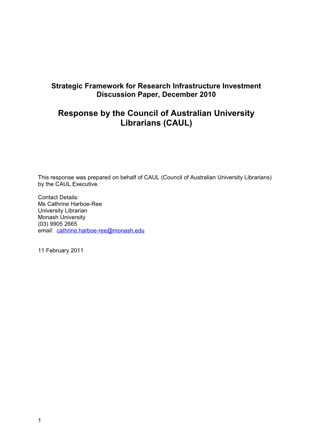 Strategic Framework for Research Infrastructure Investment