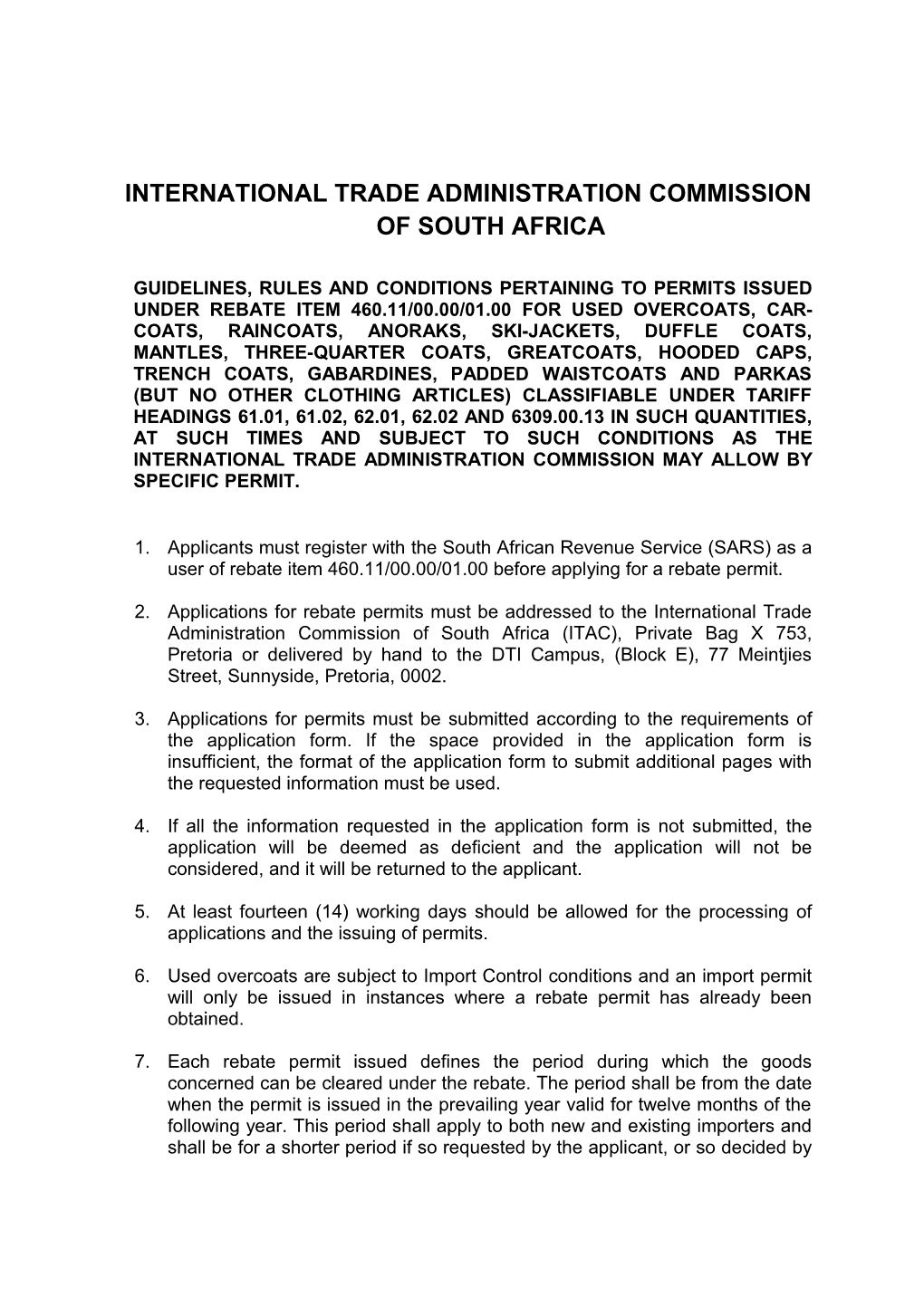 International Trade Administration Commission of South Africa