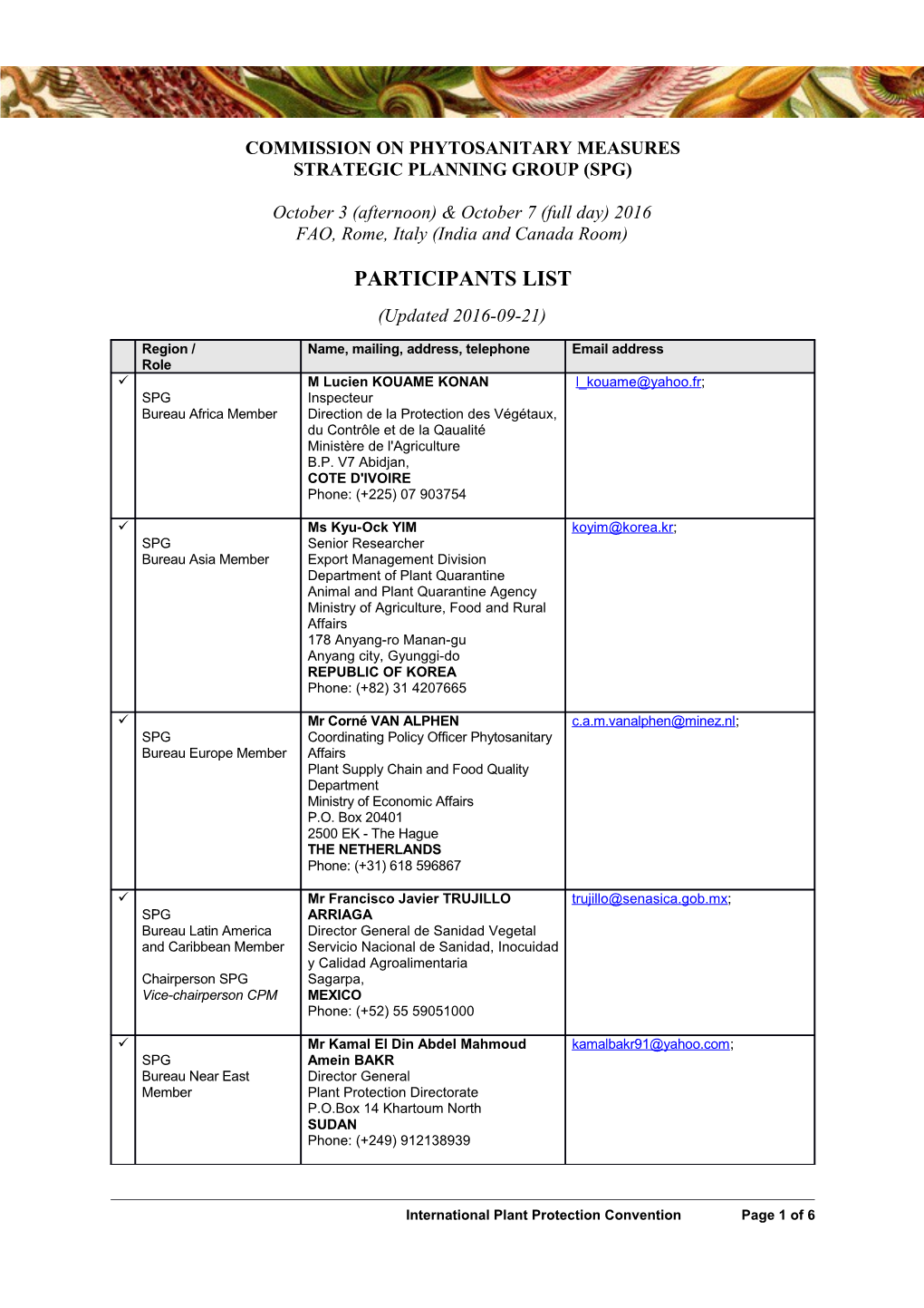 Participants List 02 Bureau 2016 Oct