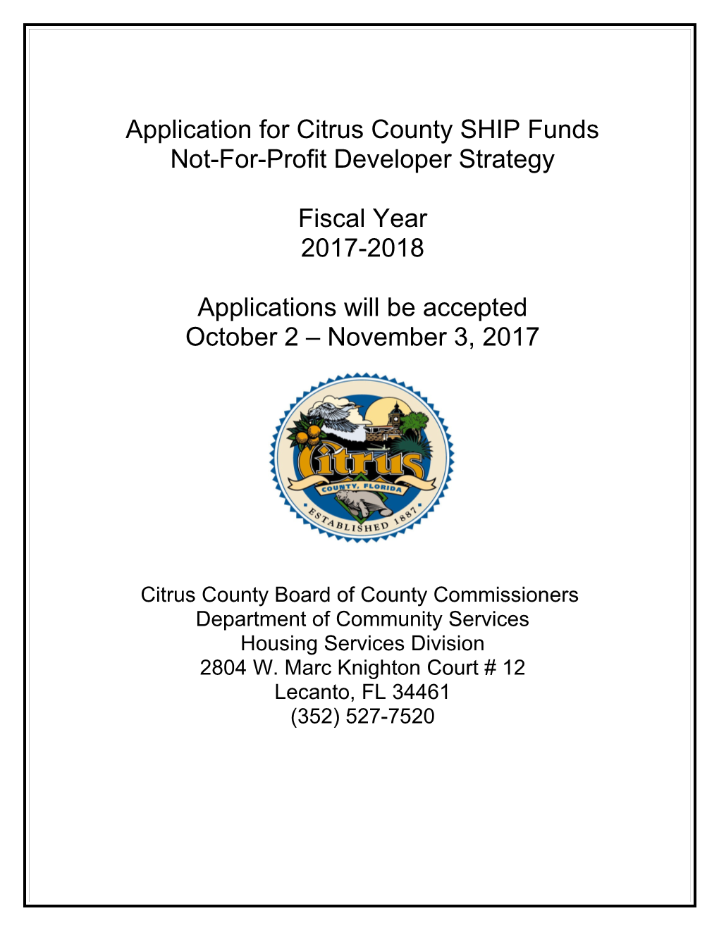 Application for Citrus County SHIP Funds