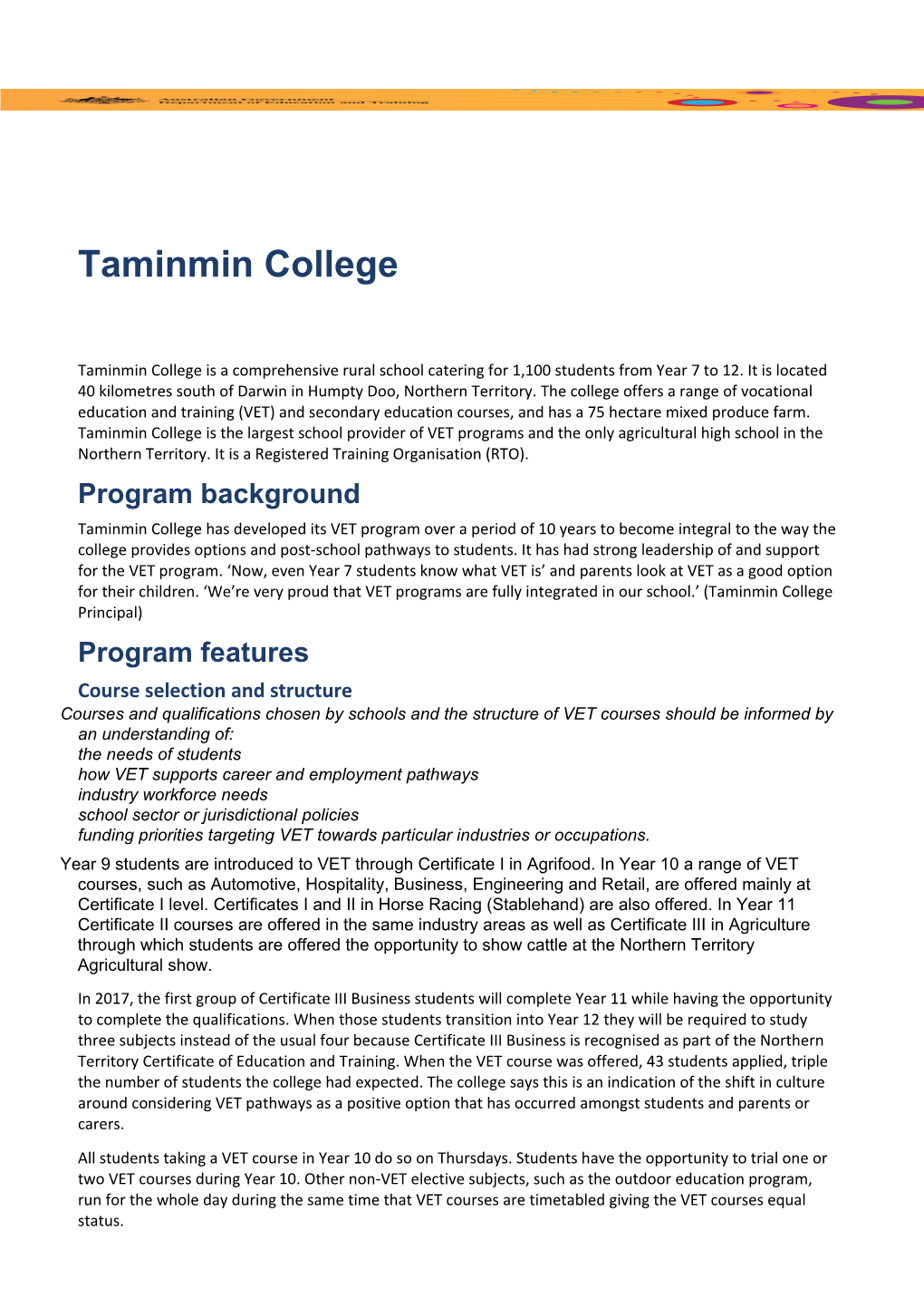 Taminmin College