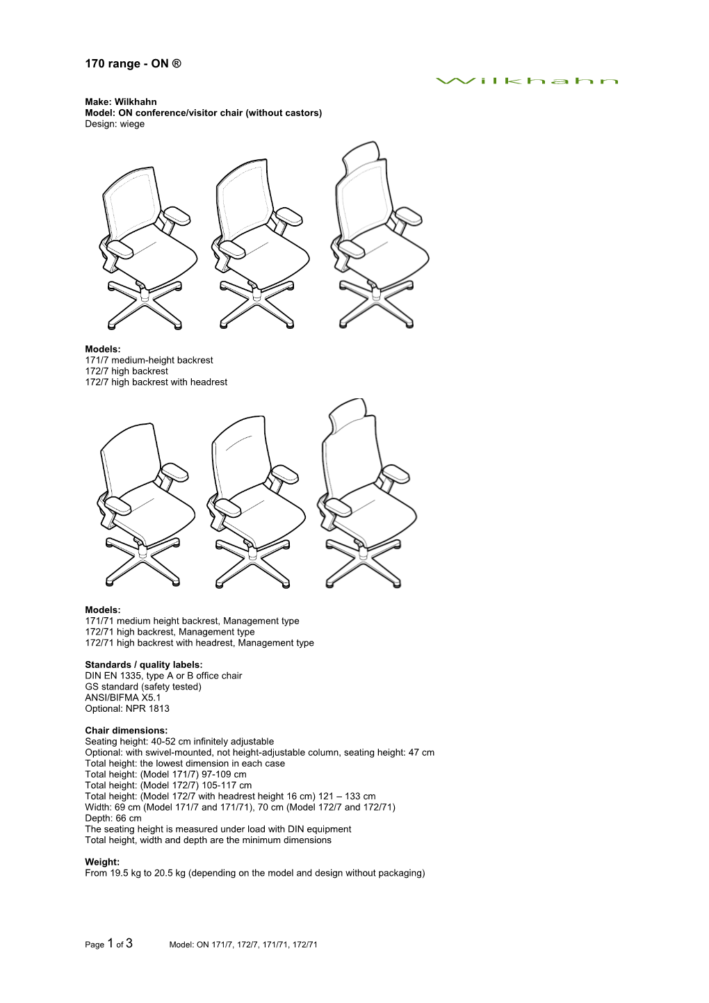 Model:ON Conference/Visitor Chair (Without Castors)