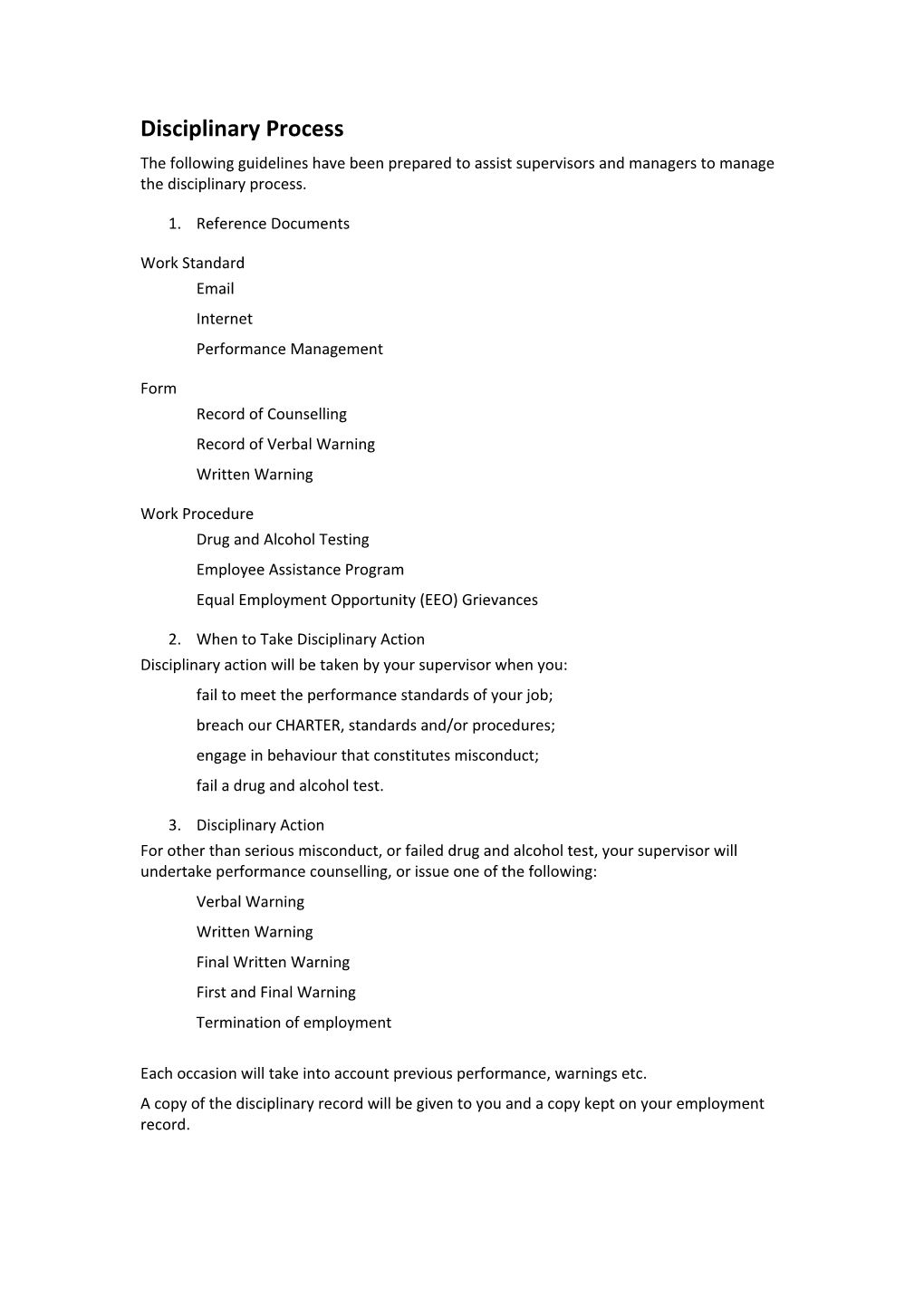 Disciplinary Process